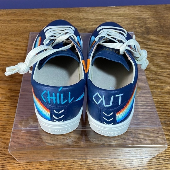 Soludos Womens Original Ibiza Sneaker RainbowWave Blue Colorful Fun School - Picture 8 of 11